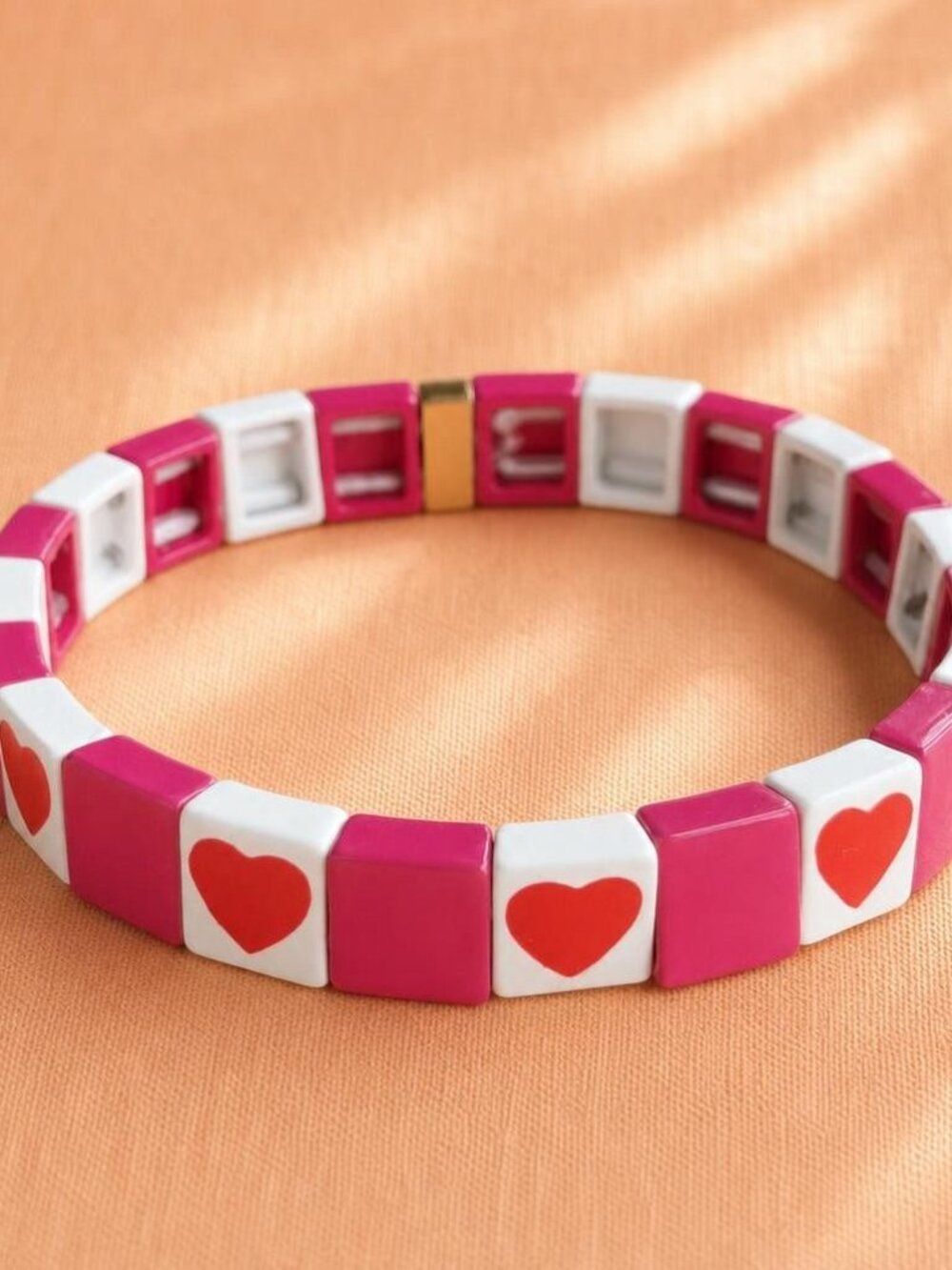 Roxanne Assoulin All Heart Pink White Stretch Bracelet